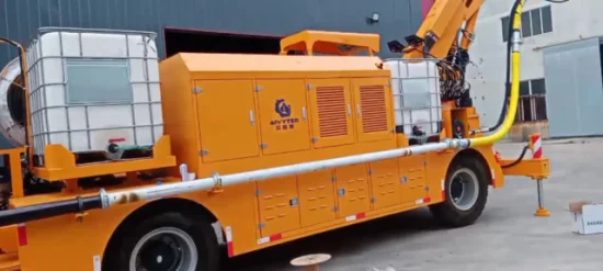 Pompe de camion de béton projeté de béton humide de 30 mètres cubes par heure avec flèche de placement de pulvérisation par robot